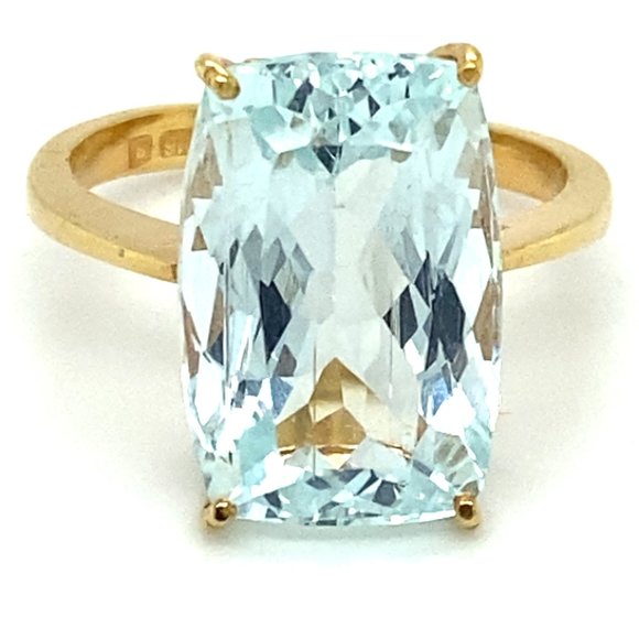 Certified Aquamarine 9.21ct Solid 22K Gold Ring - Picture 7 of 8